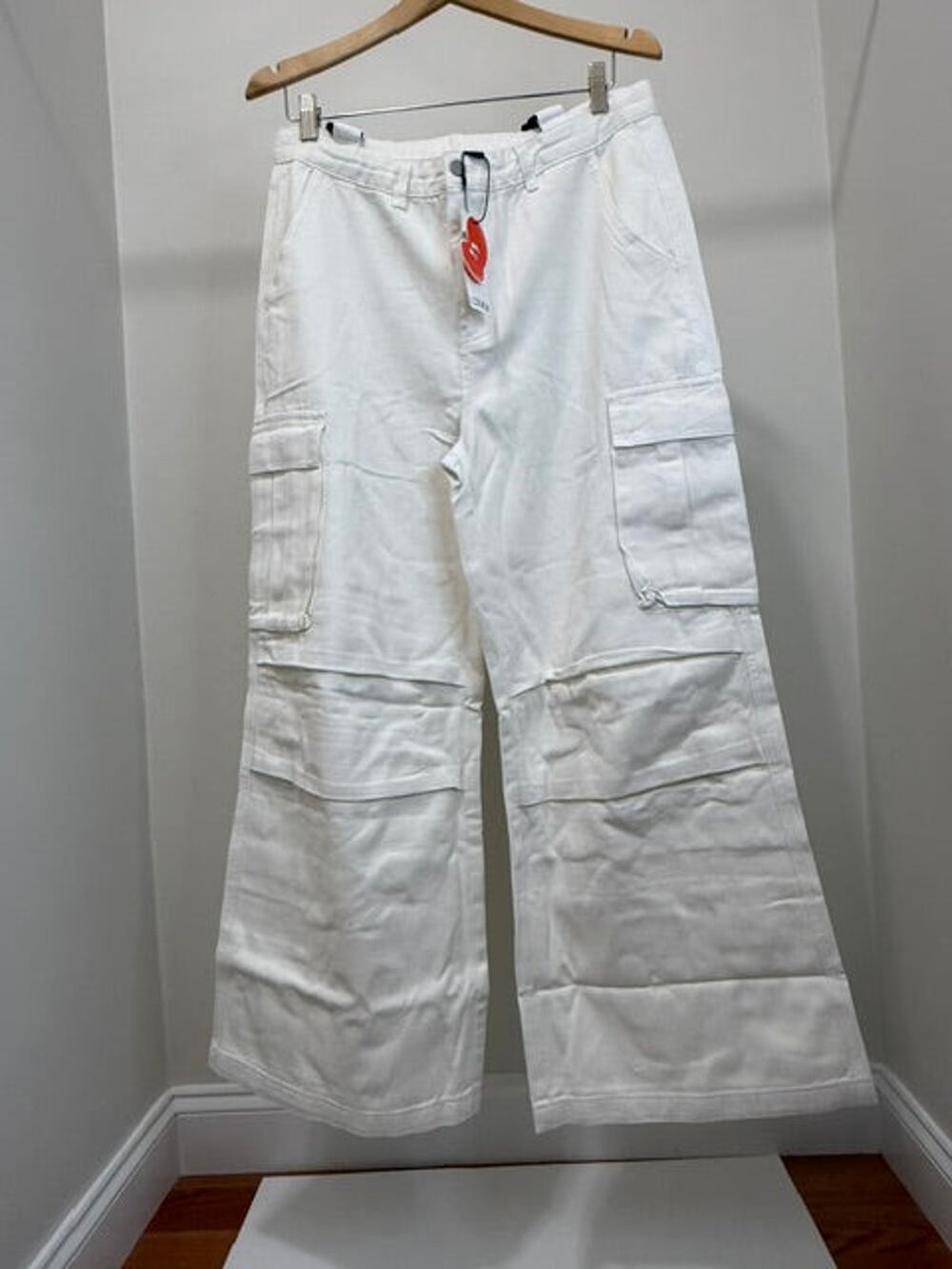 Cider Wide Leg Cargo Pants Removable Suspenders Beige NWT XL